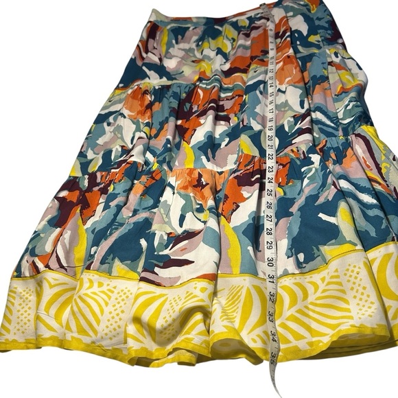 Soft Surroundings Kara Floral Midi Tiered Tropical Flowy Abstract Skirt Sz Med - Picture 8 of 12